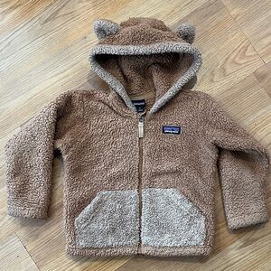 Patagonia Tan Fleece Hoodie with Bear Ears